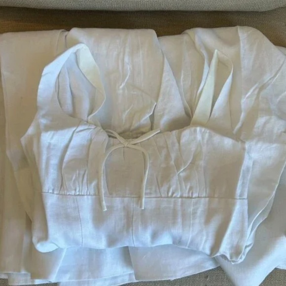 BEST Reformation Balia Linen Midi Dress - White Wedding Causal Party Classic - Picture 6 of 11